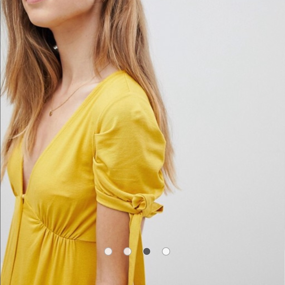 ASOS Mini yellow button up dress - Picture 3 of 3